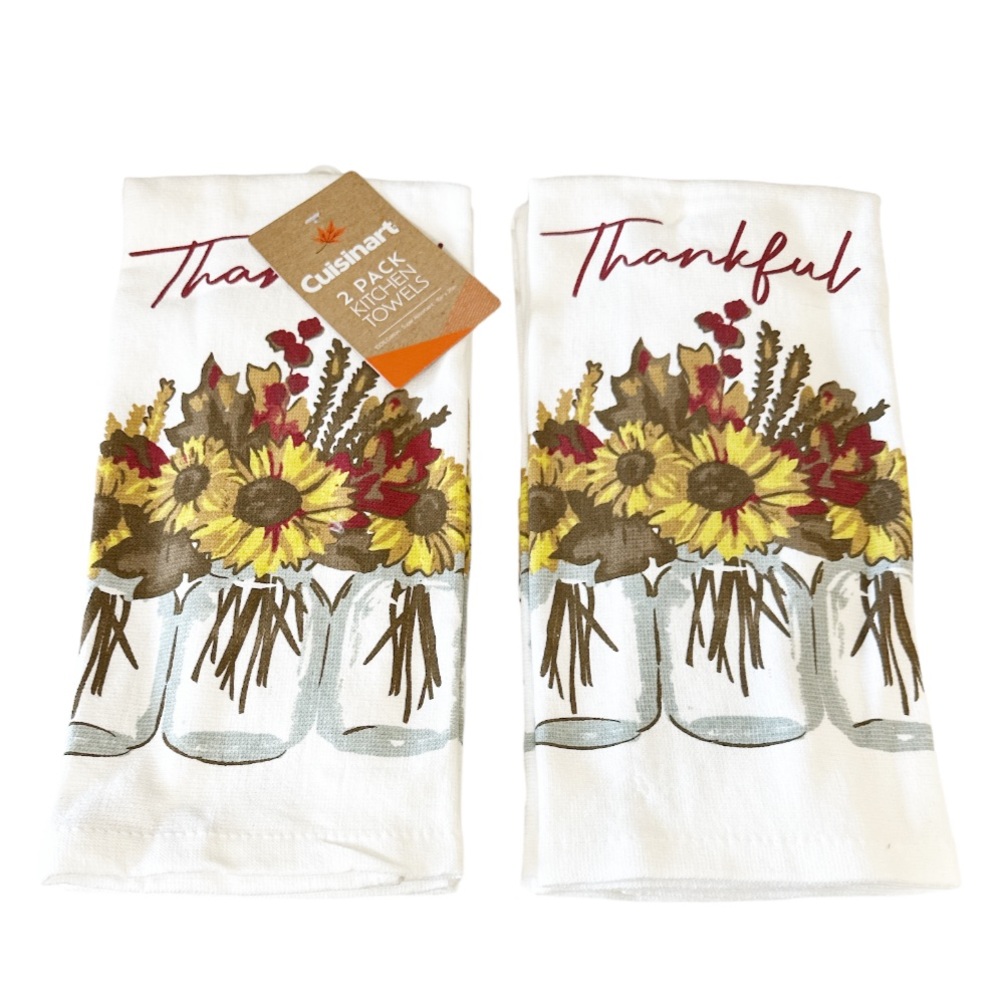 NEW Cuisinart THANKFUL Kitchen Towel Set/2 🍁🍂🙏🍂🍁